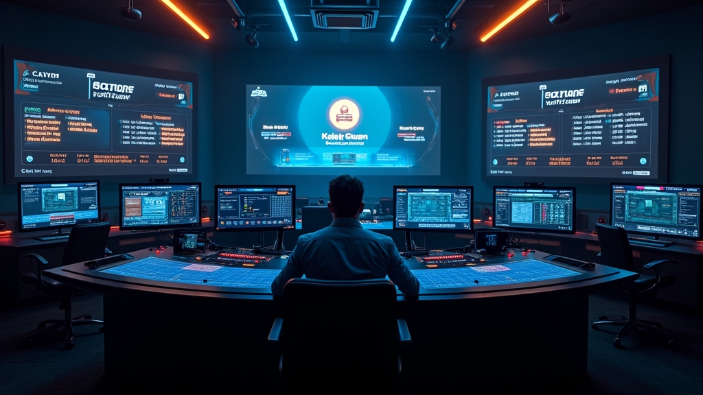 Casino access dashboard showing login and verification prompts in a dark neon room