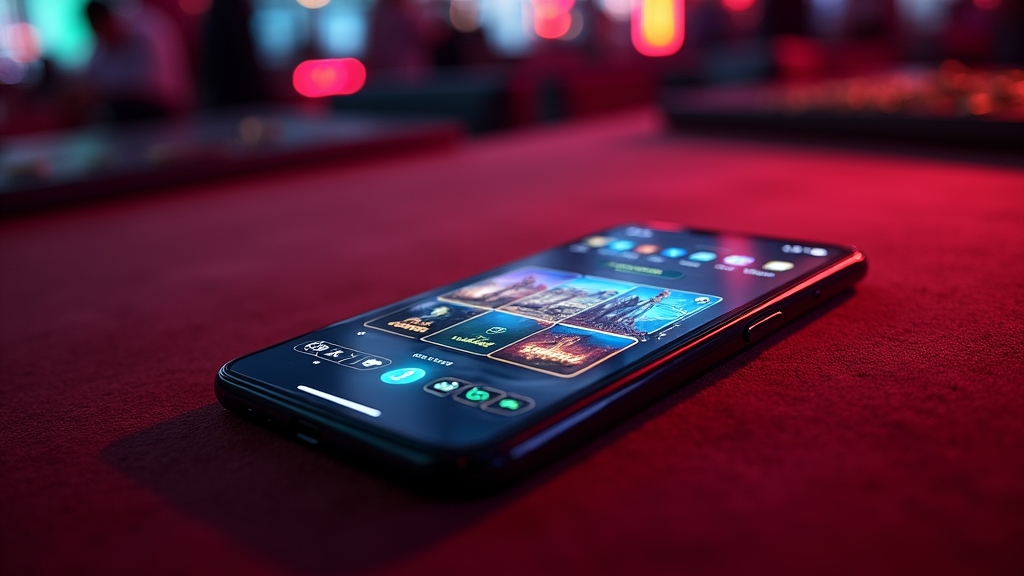 Smartphone showing a casino mobile lobby with Android and iPhone views